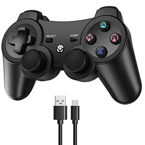 Gezimetie Manette PS3, Bluetooth Manette sans Fil pour PS3 Double Vibration Six Axes Télécommande Joystick pour Playstation 3 avec Câble de Recharge