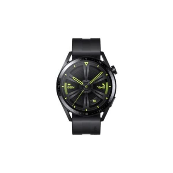 HUAWEI Watch GT 3 Smartwatch, noir, 46 mm ; brassard noir, élastomère fluorescent