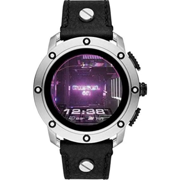 Diesel Men’s Touch Sterstwatch, Acier Inoxydable axial avec bande en Cuir Noir, DZT2014
