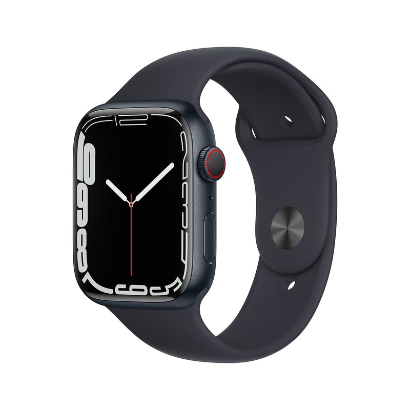 Apple Watch Series 7 (GPS + Cellulaire, 45MM) Boîtier en Aluminium Minuit avec Bracelet Sport Minuit