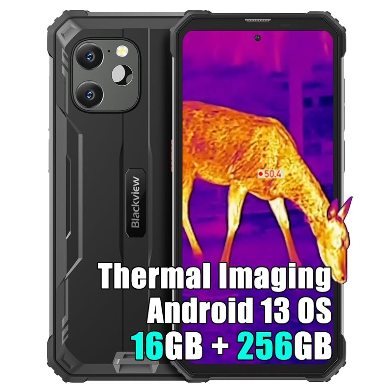Blackview BV8900 Smartphone Portable Incassable 2023, 16Go+256Go Android 13 Téléphone Débloqué 4G, 64MP + Caméra Thermique, 10000mAh Charge 33W, 6.5&Prime; FDH+ Smartphone Incassable Etanche, GPS/NFC, Noir