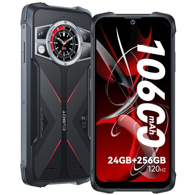 CUBOT Kingkong 9 Téléphone Portable Incassable 2023 Android 13, 6,5 Pouces 120Hz, 24Go+256Go/1TO Extensible, 100MP+32MP, Batterie 10600mAh, Octa-Core 2.2Ghz/NFC/OTG/Face ID/GPS/4G Dual SIM