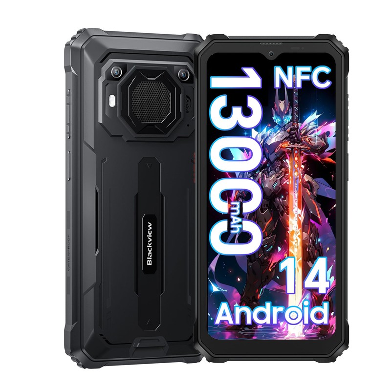 Blackview BV6200Pro Telephone Portable Incassable Android 14, 13000mAh Batterie, 18Go+128Go ROM/TF-2To,13MP+8MP Caméra, 6.56&rsquo;HD+Smartphone,Smart-K Box Speaker/Face ID/NFC/GPS/OTG/3 Card Slots