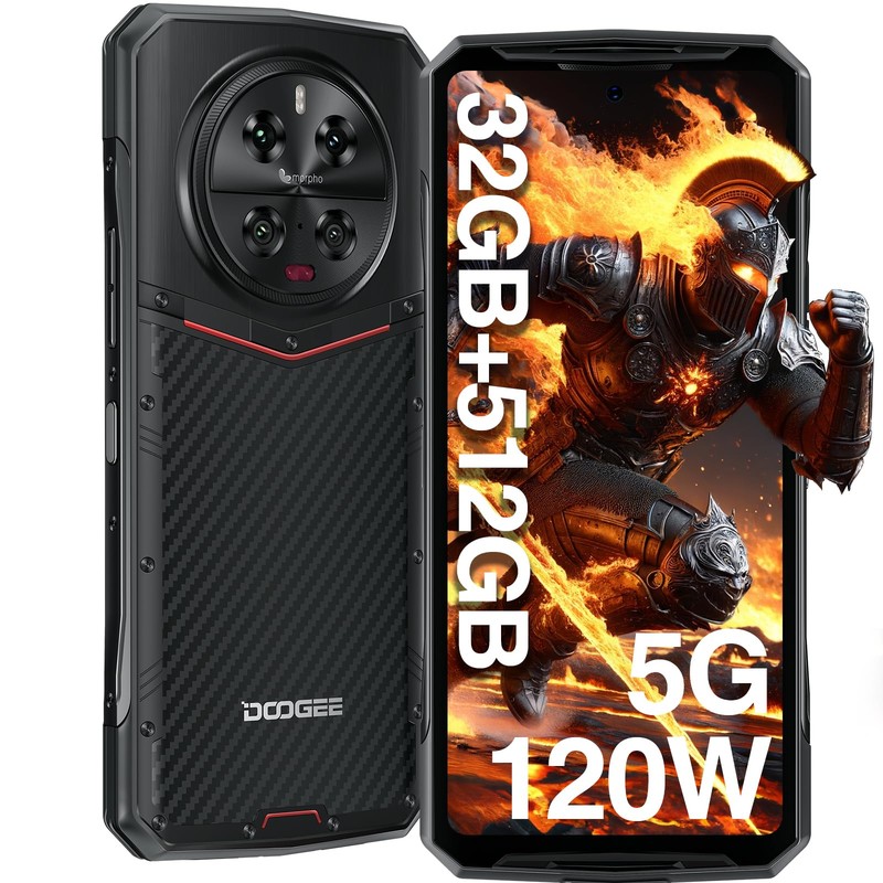 DOOGEE DK10 [2024] 5G Telephone Portable Incassable 32GB+512GB, 2,5K AMOLED 6,67&Prime; FHD+ 120 Hz, Caméra Quadruple 64+50 MP, 5150mAh 120W, Dimensity 8020, Android 13 Smartphone Incassable, IP68IP69K/NFC