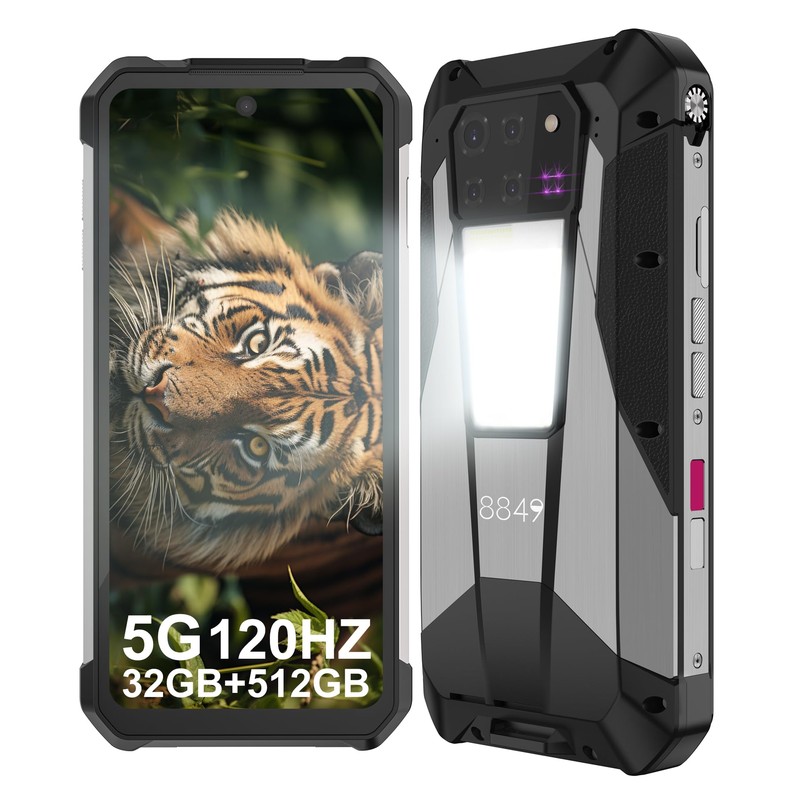 8849 Tank 3 Pro Telephone Portable Incassable, 23800mAh 5G Téléphone Portable avec Projecteur, 32GO+512GO, 6,79&Prime; Android 14 Dual SIM Smartphones Incassable, Caméra Principale 200MP/Camping Lampe/OTG
