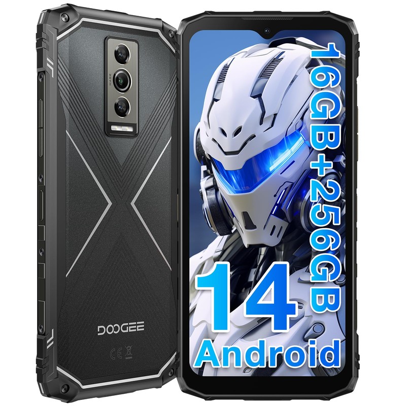 DOOGEE Blade10 PRO Telephone Poratble Incassable, 16GB RAM + 256GB ROM/TF 2TB, 6,56’’ 11 mm D&rsquo;épaisseur, 50MP + 8MP, Smartphone Incassable Android 14, Octa-Core 5150 mAh Téléphone, Face ID/NFC/OTG/GPS