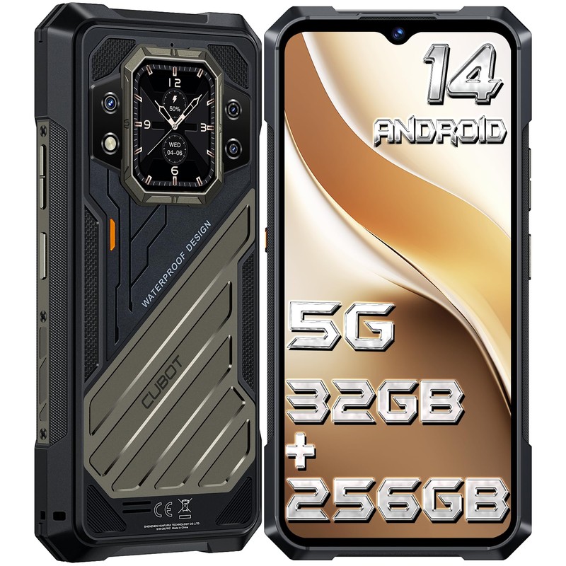 CUBOT Kingkong X Téléphone Incassable 5G Android 14 (2024), 32GO+256GO/1TO Telephone Portable Incassable, 10200mAh(33W) Smartphone Incassable, 2.4K 6.58&Prime; FHD+, 100MP, Double Écran/5G Dual SIM/IP68/NFC
