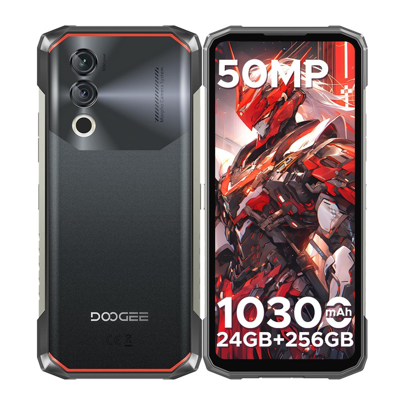 DOOGEE Blade10 Power Telephone Poratble Incassable Android 14, 24Go + 256Go/TF 2TB, 10300 mAh, 6,6”HD+ IPS, Caméra 50MP, Octa-Core Smartphone Incassable, P68/IP69K/NFC/Face ID/3 Fentes pour Cartes