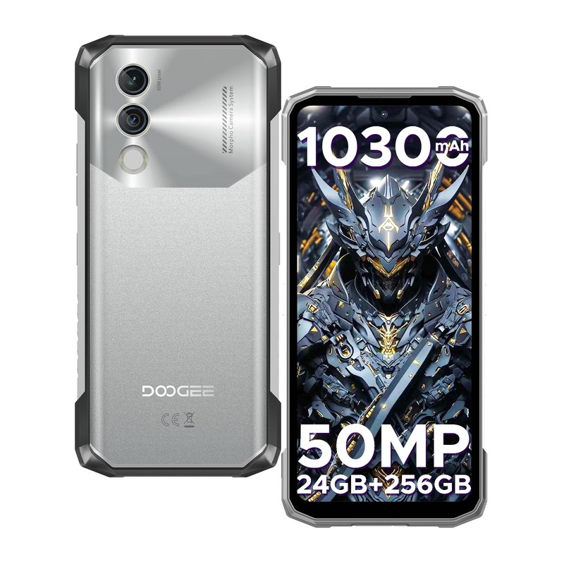 DOOGEE Blade10 Power Telephone Poratble Incassable Android 14, 24Go + 256Go/TF 2TB, 10300 mAh, 6,6”HD+ IPS, Caméra 50MP, Octa-Core Smartphone Incassable, P68/IP69K/NFC/Face ID/3 Fentes pour Cartes